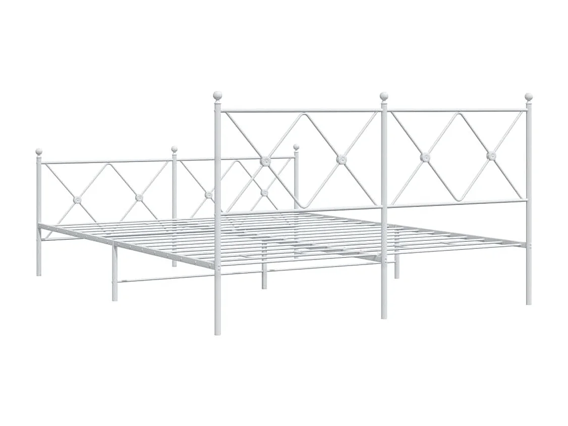 Cadre de lit métal avec tête de lit/pied de lit blanc 150x200cm