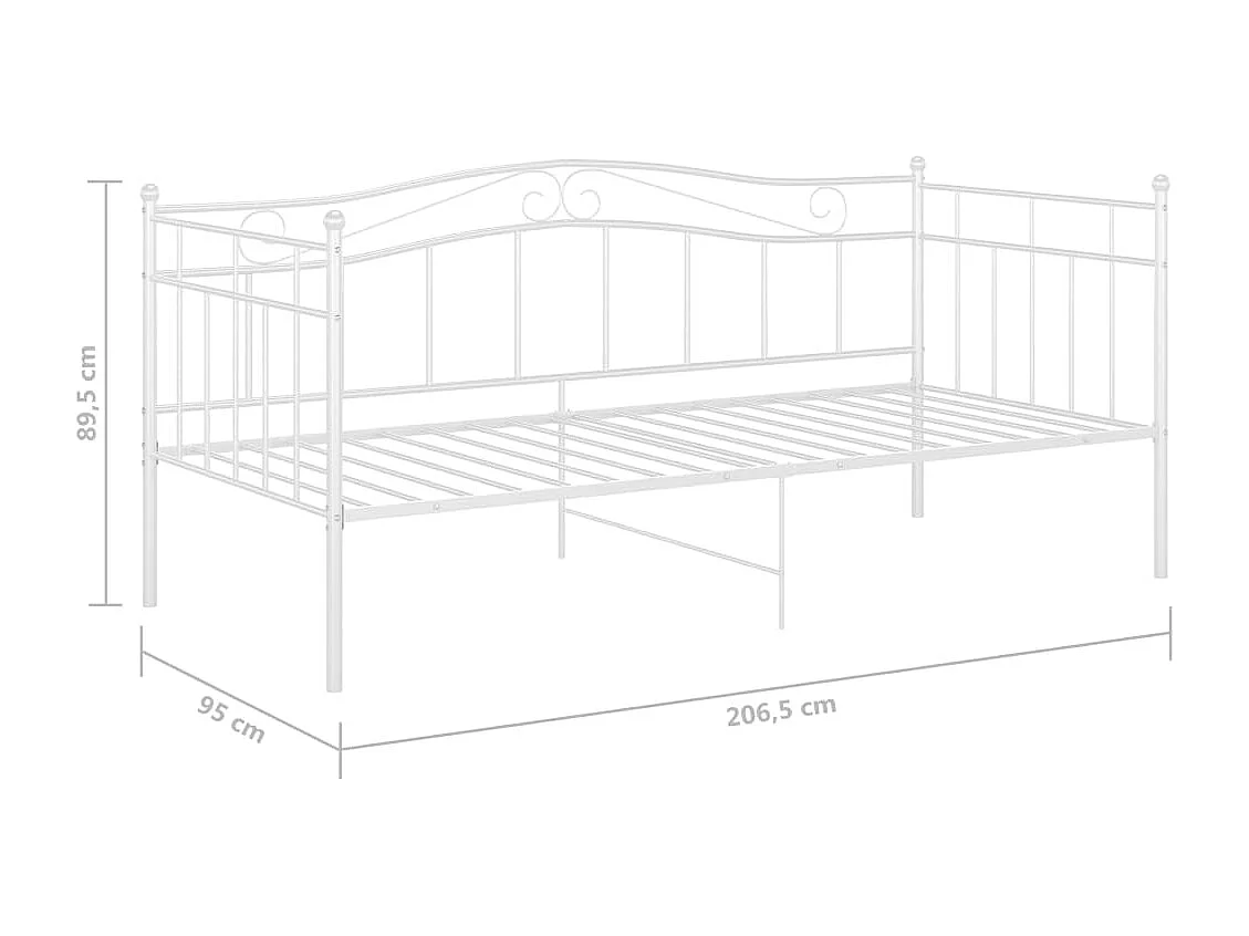 Estructura de sofá cama de metal blanco 90x200 cm