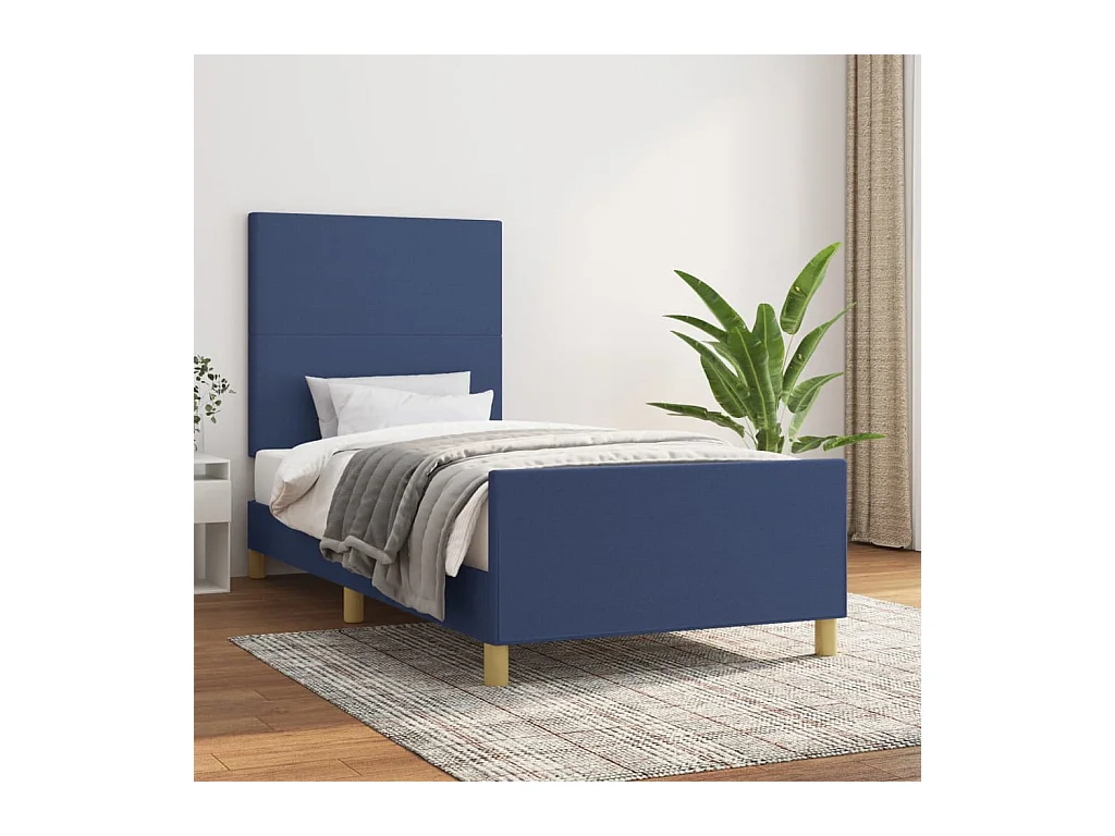 Cadre de lit avec tête de lit Bleu 80x200 cm Tissu