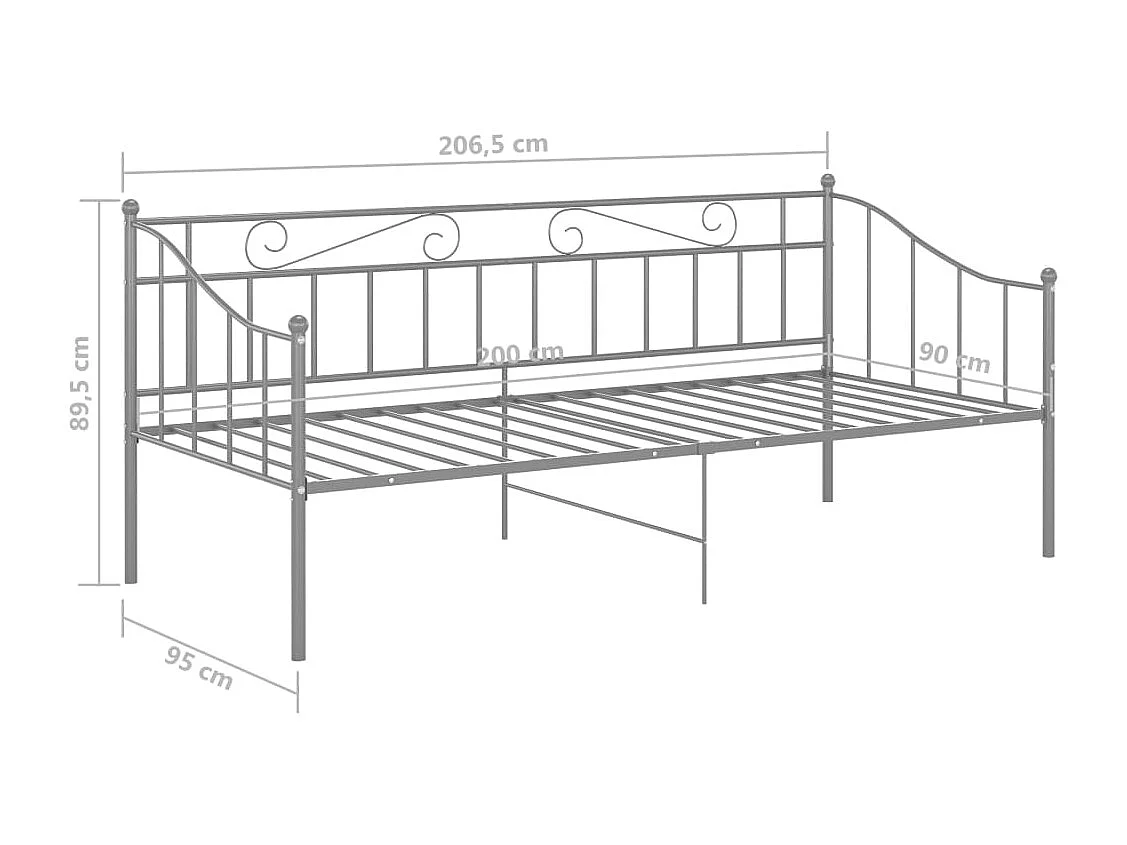 Estructura de sofá cama de metal gris 90x200 cm