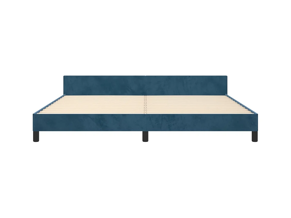 Estructura cama con cabecero terciopelo azul oscuro 200x200 cm