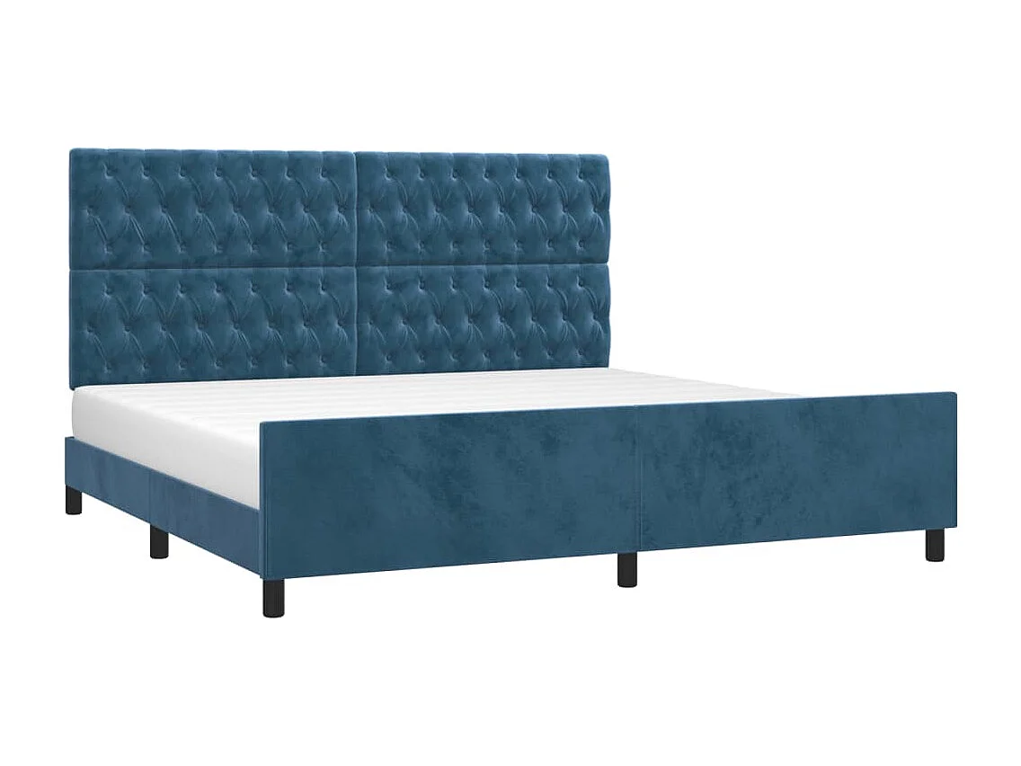 Estructura cama con cabecero terciopelo azul oscuro 200x200 cm