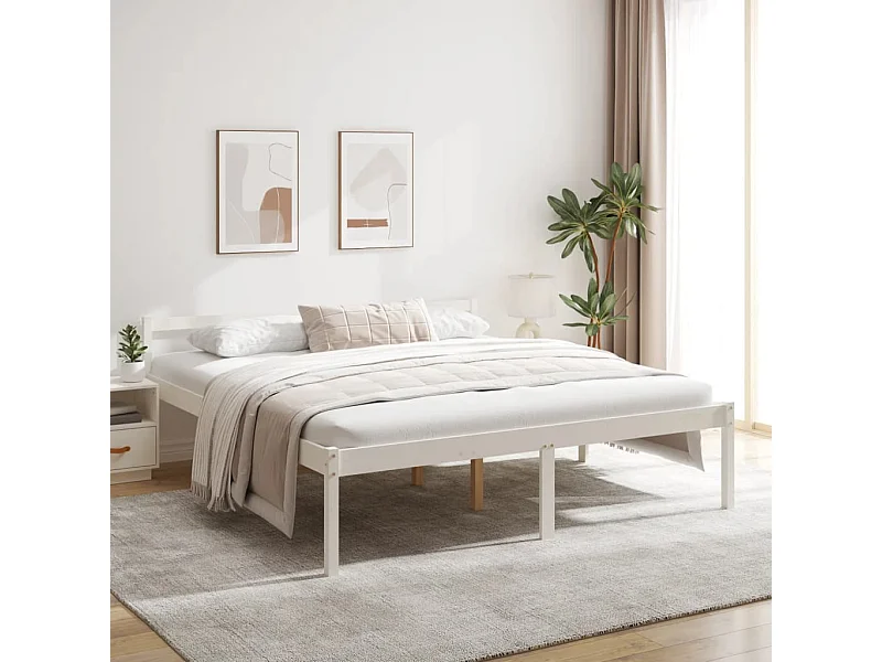 Estrutura de cama 200x200 cm pinho maciço branco