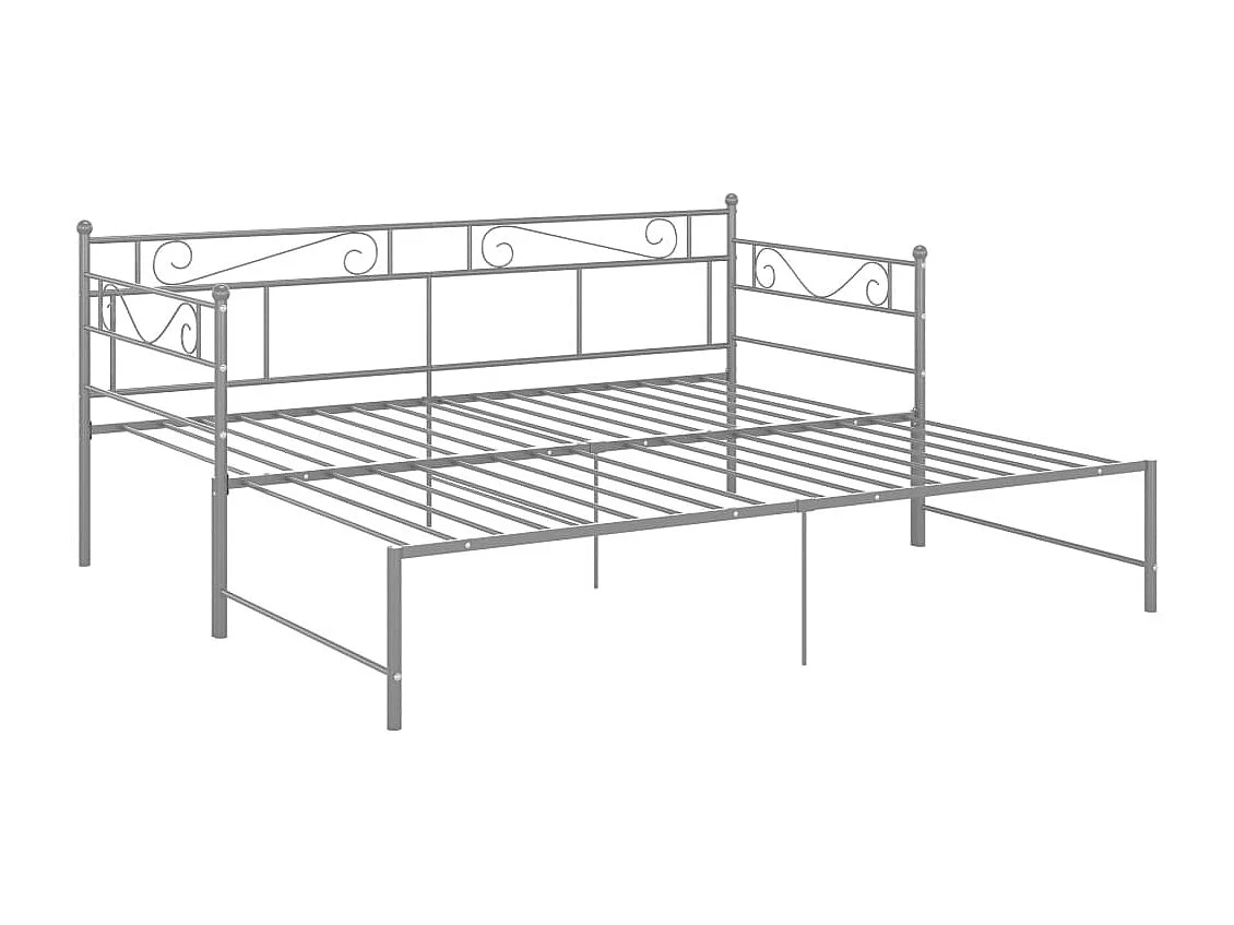 Estructura de sofá cama extraíble de metal gris 90x200 cm