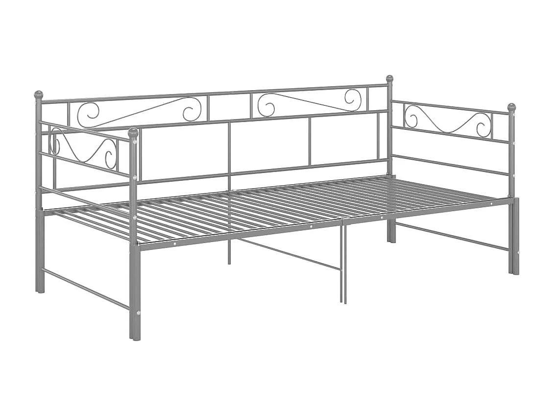Estructura de sofá cama extraíble de metal gris 90x200 cm