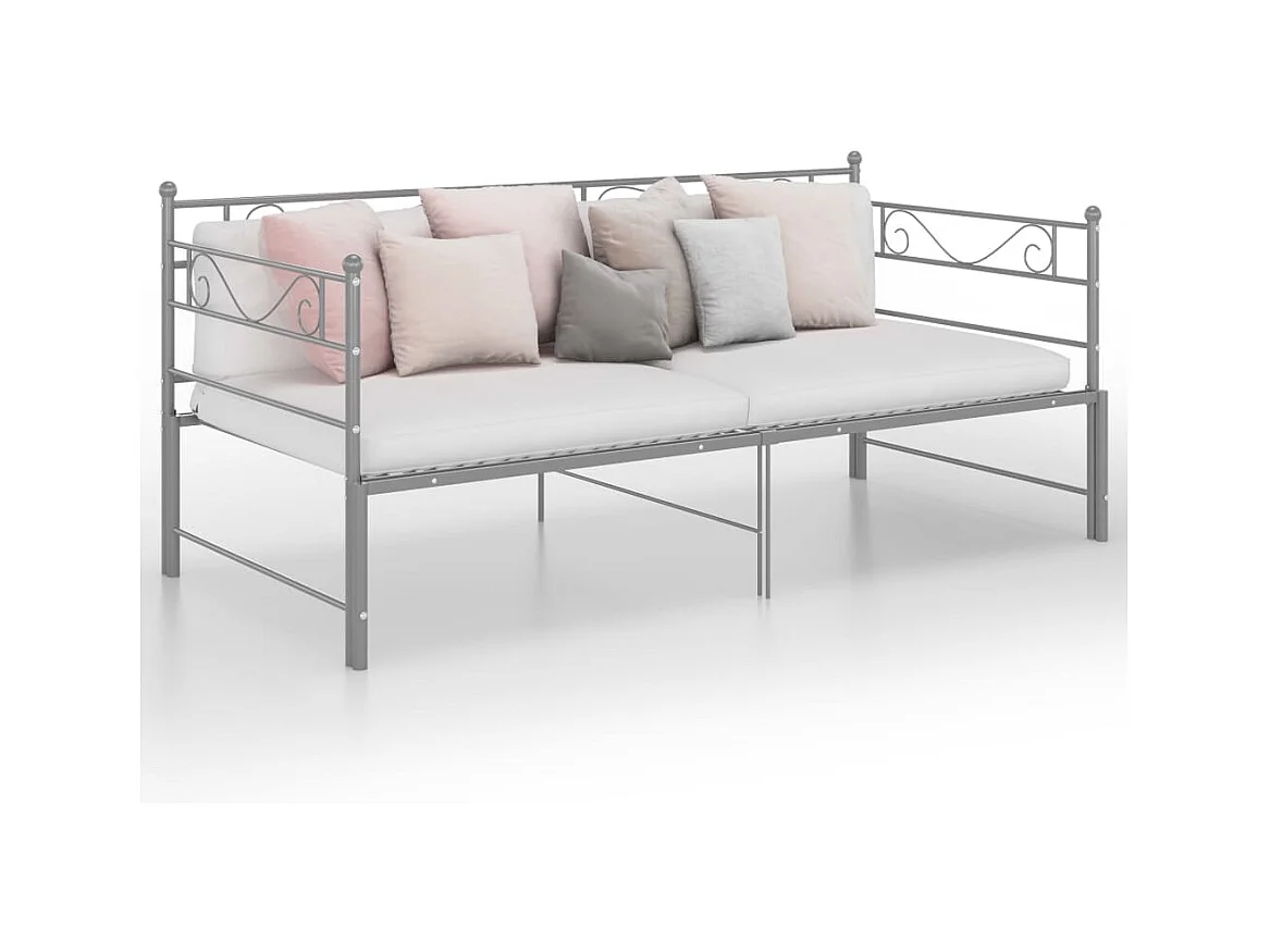 Cadre de canapé-lit extensible Gris Métal 90x200 cm