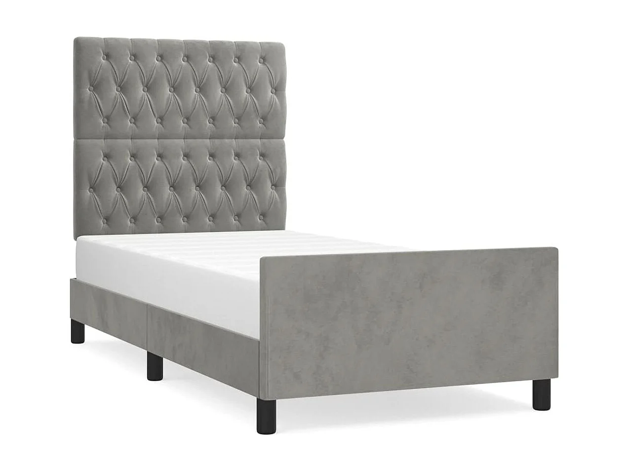 Estructura de cama con cabecero terciopelo gris claro 90x190 cm
