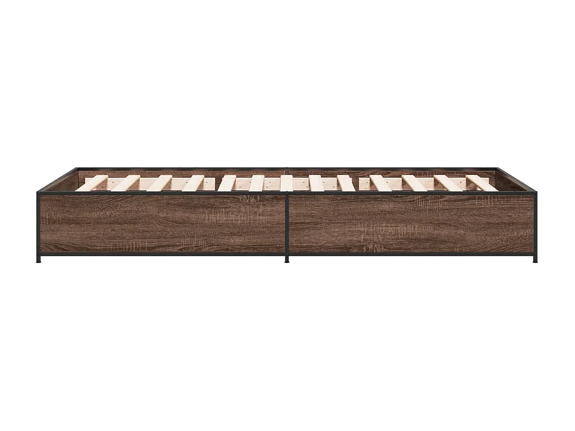Cadre de lit chêne marron 100x200 cm bois d'ingénierie et métal