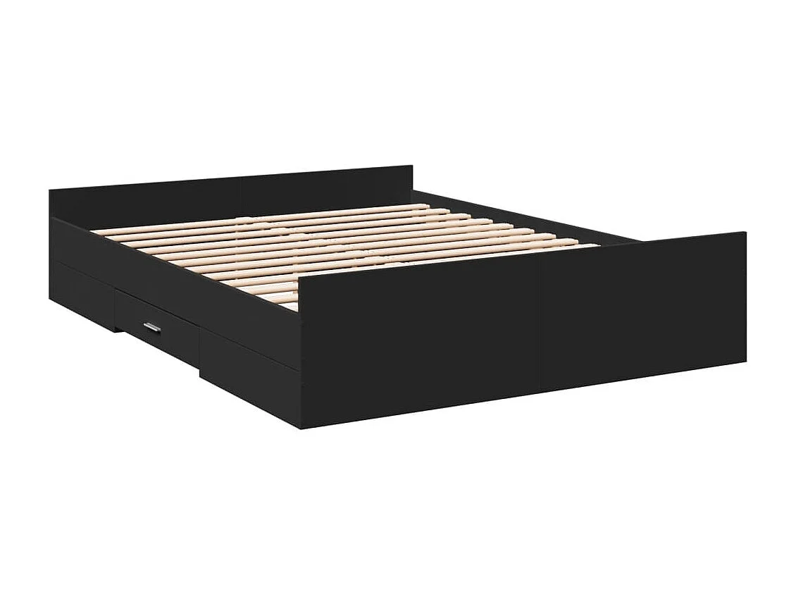 Estructura cama con cajones madera ingeniería negra 150x200 cm