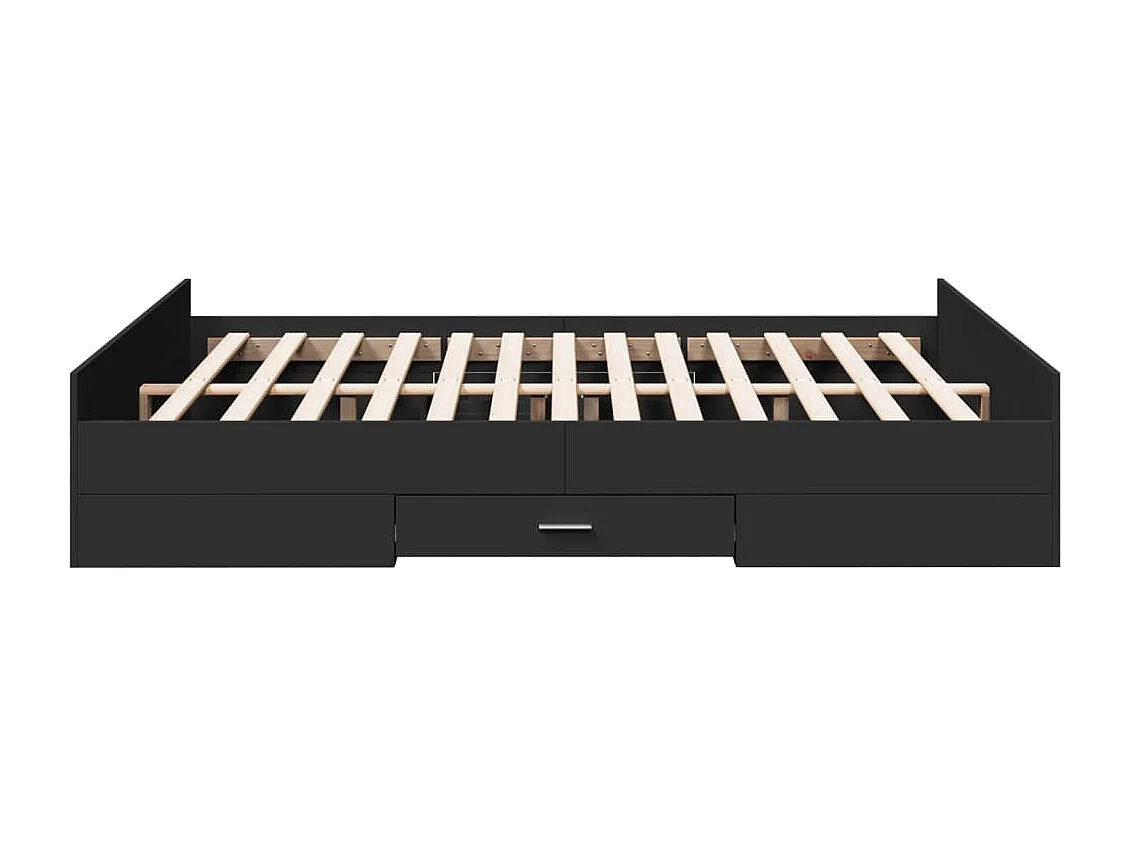 Estructura cama con cajones madera ingeniería negra 150x200 cm