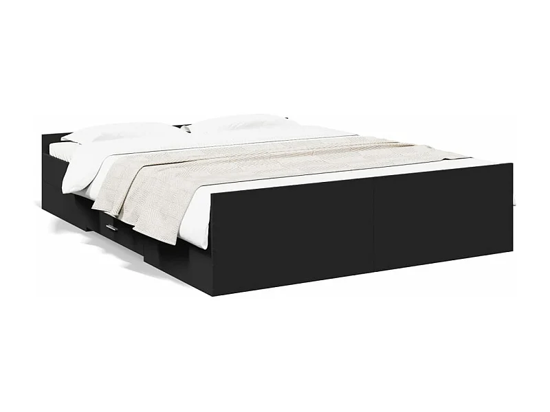 Estrutura de cama c/ gavetas 150x200 cm derivados madeira preto