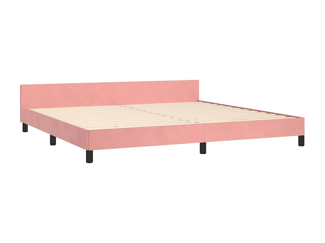 Estrutura de cama c/ cabeceira 200x200 cm veludo rosa