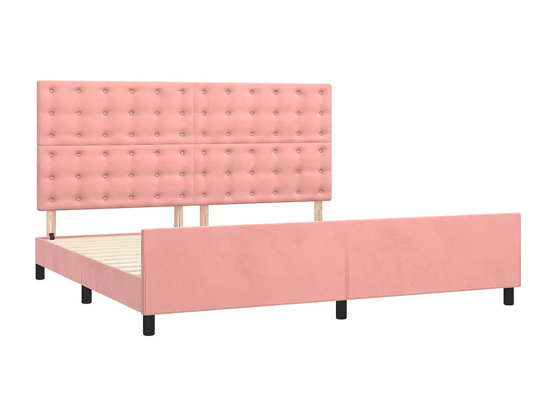 Estructura de cama con cabecero de terciopelo rosa 200x200 cm