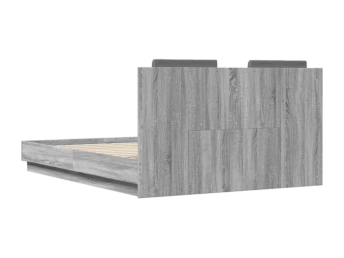 Estrutura de cama c/ cabeceira derivados madeira cinza sonoma