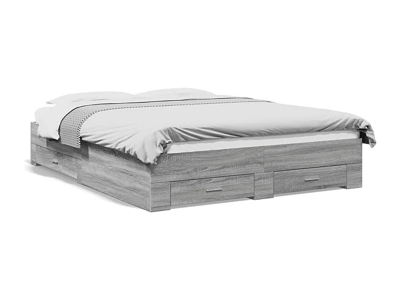 Estrutura de cama c/ gavetas derivados madeira cinza sonoma
