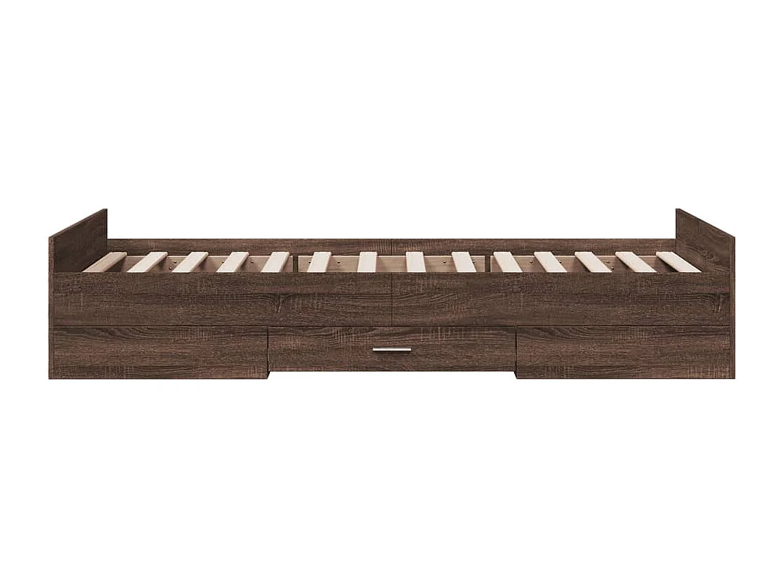 Cama con cajones madera de ingeniería marrón roble 100x200 cm