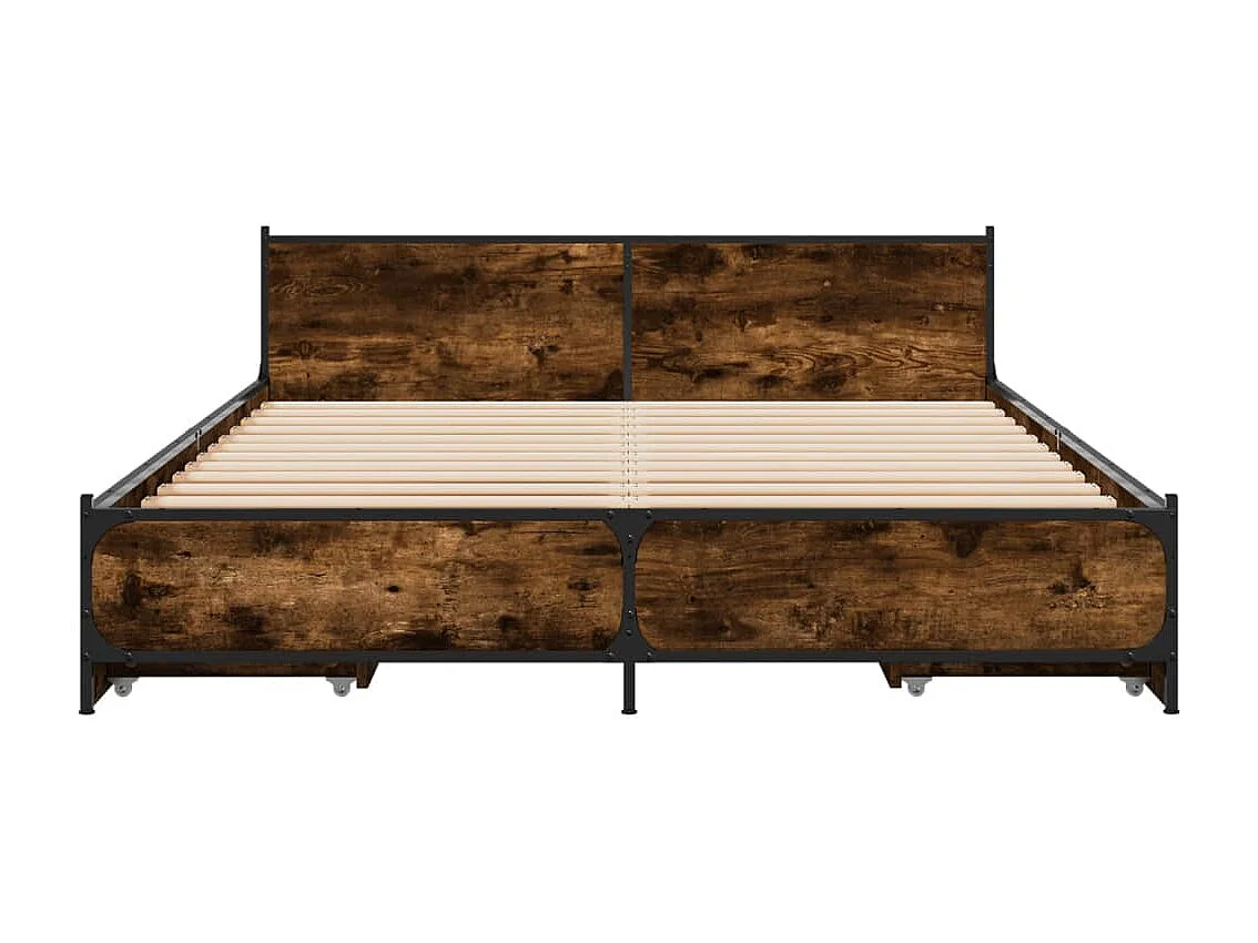 Cadre de lit et tiroirs chêne fumé 120x200 cm bois d'ingénierie