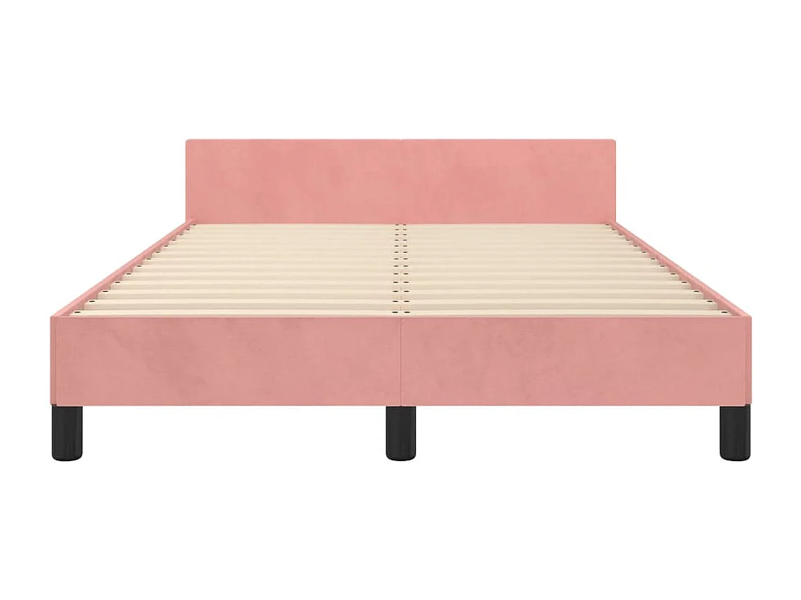 Estructura de cama con cabecero terciopelo rosa 120x190 cm