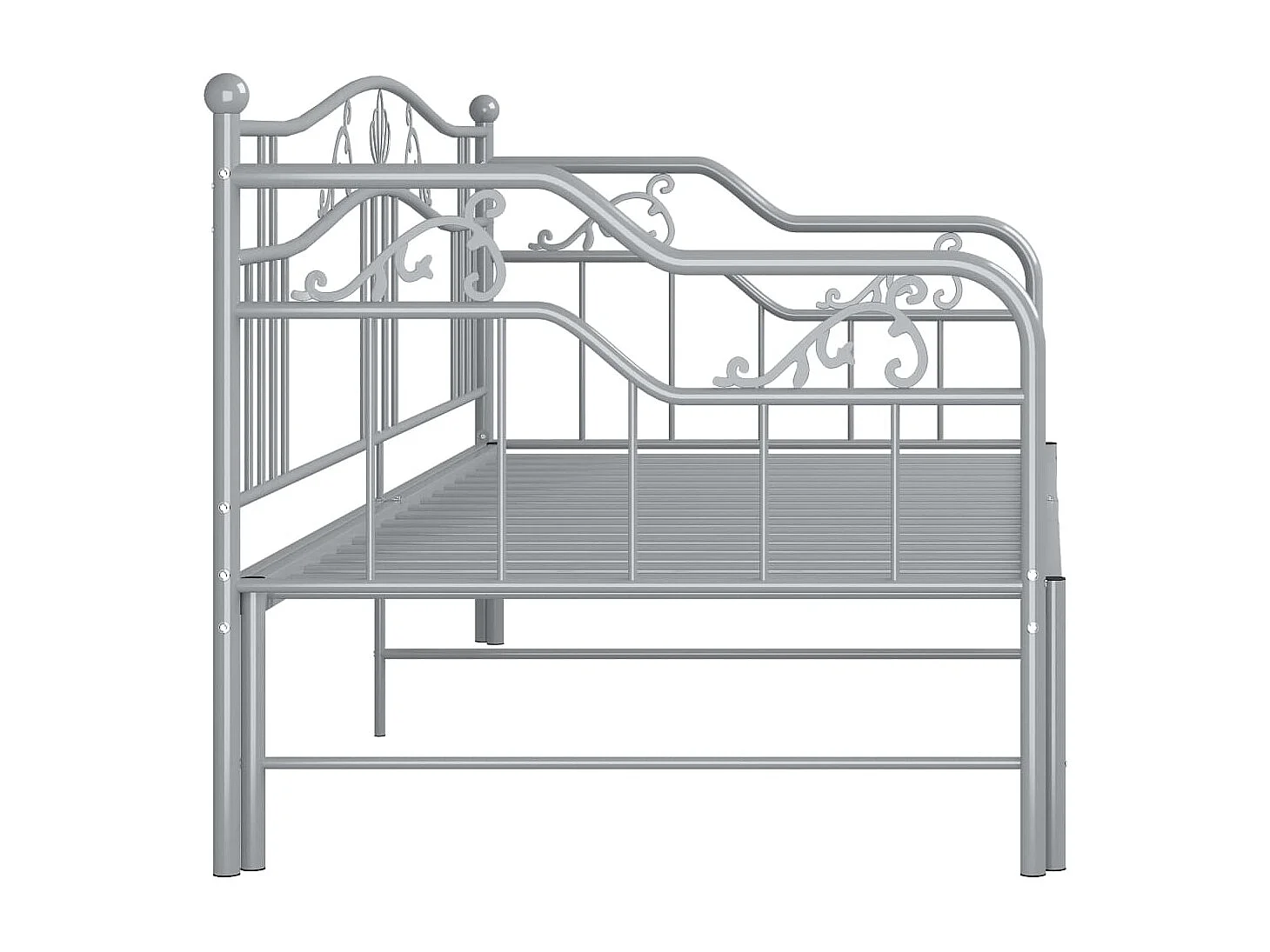 Cadre de canapé-lit extensible Gris Métal 90x200 cm
