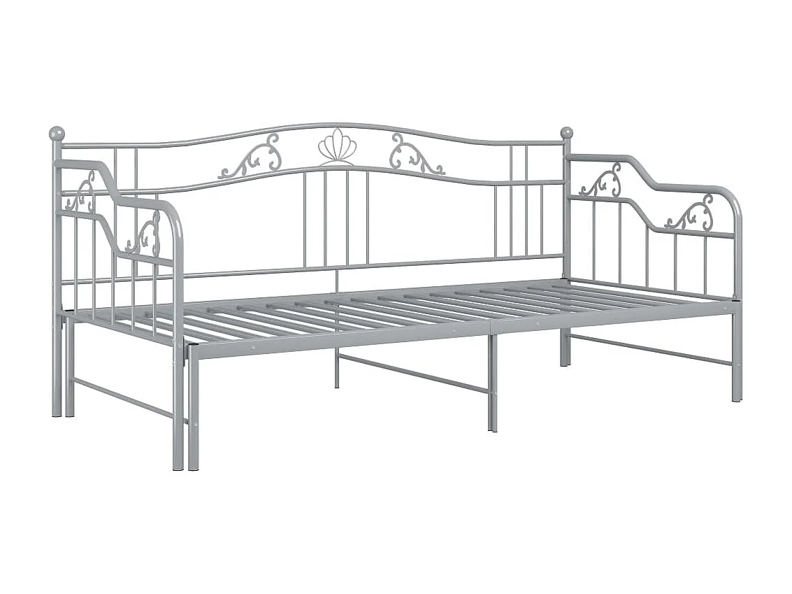 Estructura de sofá cama extraíble de metal gris 90x200 cm