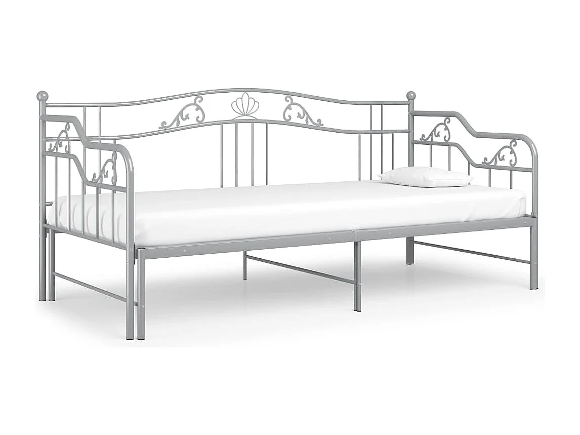 Estructura de sofá cama extraíble de metal gris 90x200 cm
