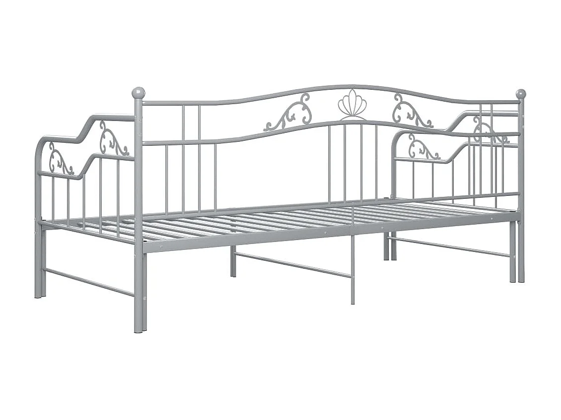Estructura de sofá cama extraíble de metal gris 90x200 cm