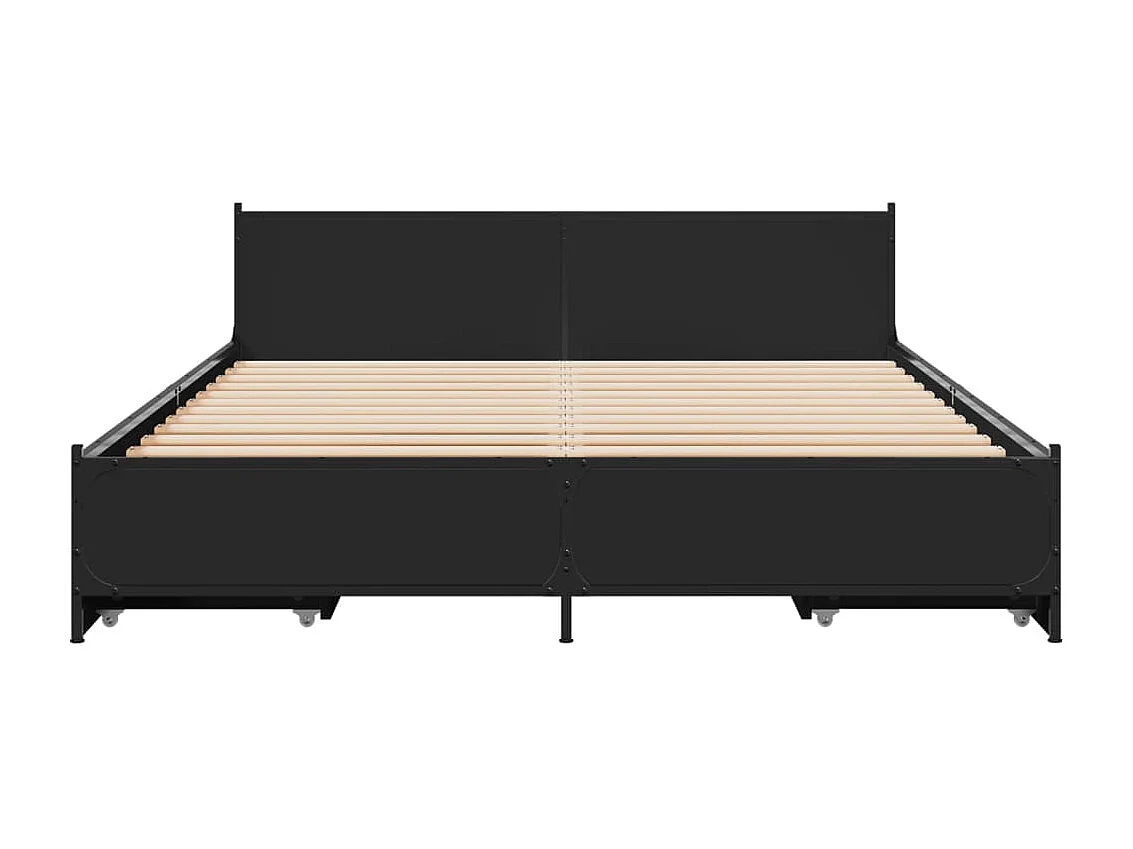 Estructura cama con cajones madera ingeniería negra 150x200 cm
