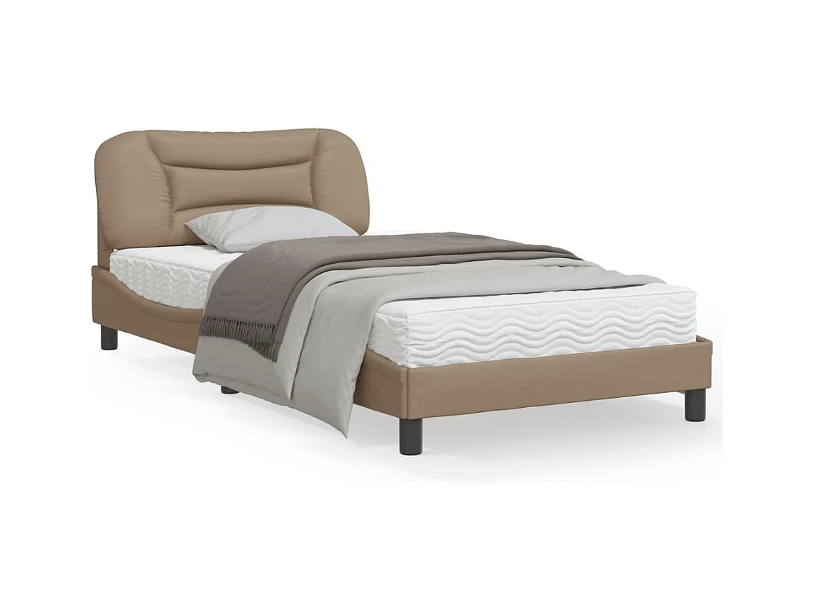 Estructura de cama con LED cuero sintético capuchino 100x200 cm