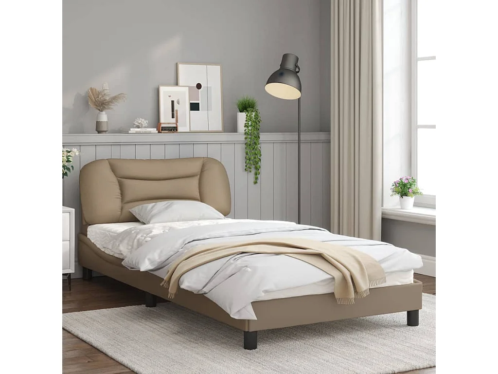 Cadre de lit avec lumières LED cappuccino 100x200 cm similicuir