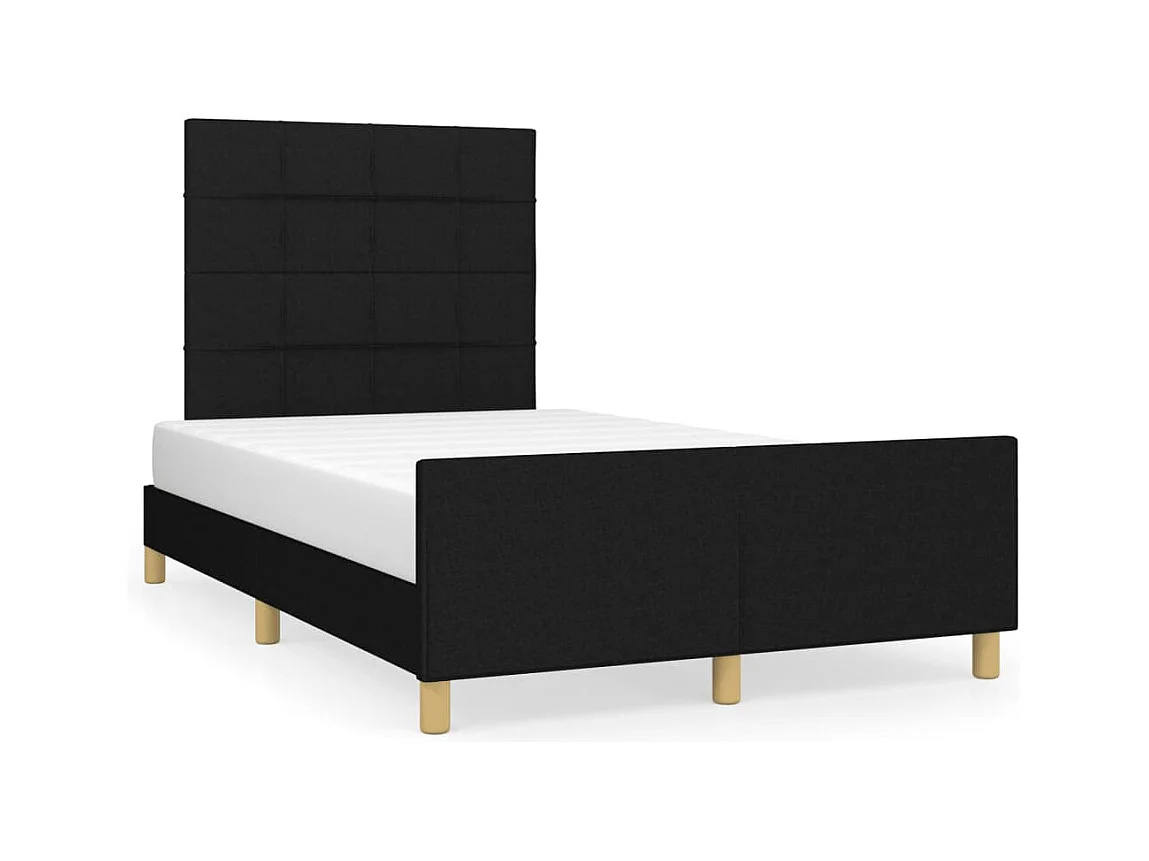 Cadre de lit avec tête de lit noir 120x190 cm tissu