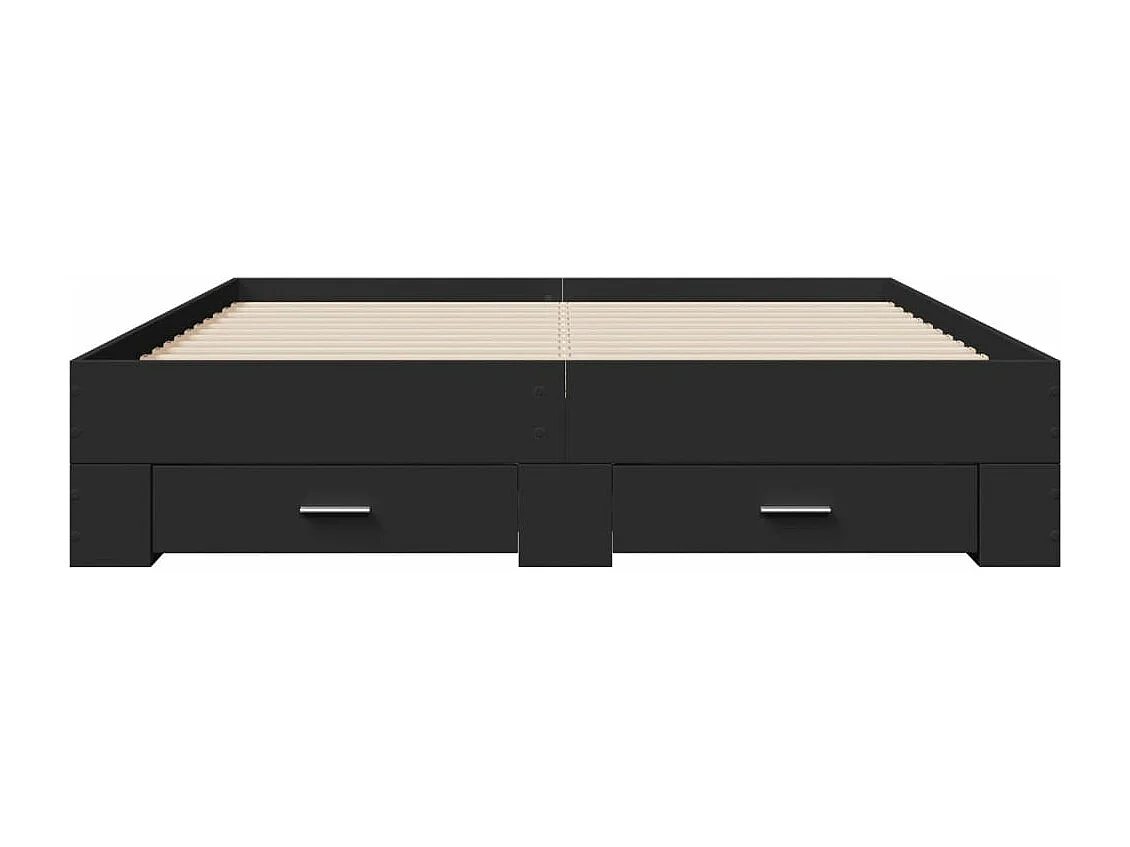 Estructura cama con cajones madera ingeniería negra 150x200 cm