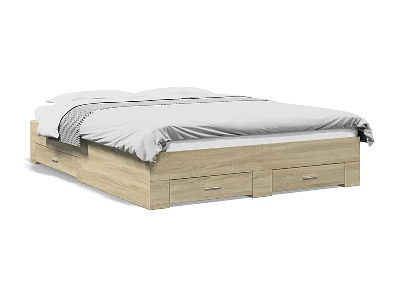 Cama con cajones madera ingeniería roble Sonoma 160x200 cm