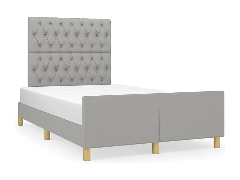 Estructura de cama con cabecero tela gris claro 120x190 cm