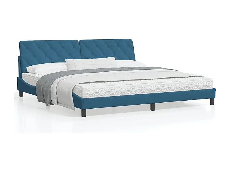 Estrutura de cama c/ luzes LED 200x200 cm veludo azul