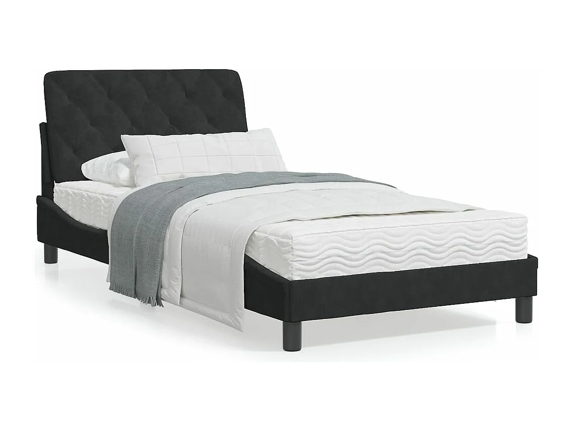 Estructura de cama con luces LED terciopelo negro 100x200 cm