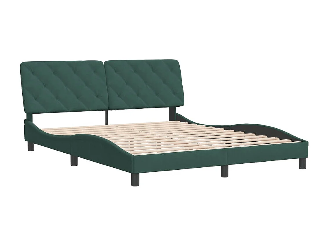 Estrutura de cama c/ cabeceira 160x200 cm veludo verde-escuro
