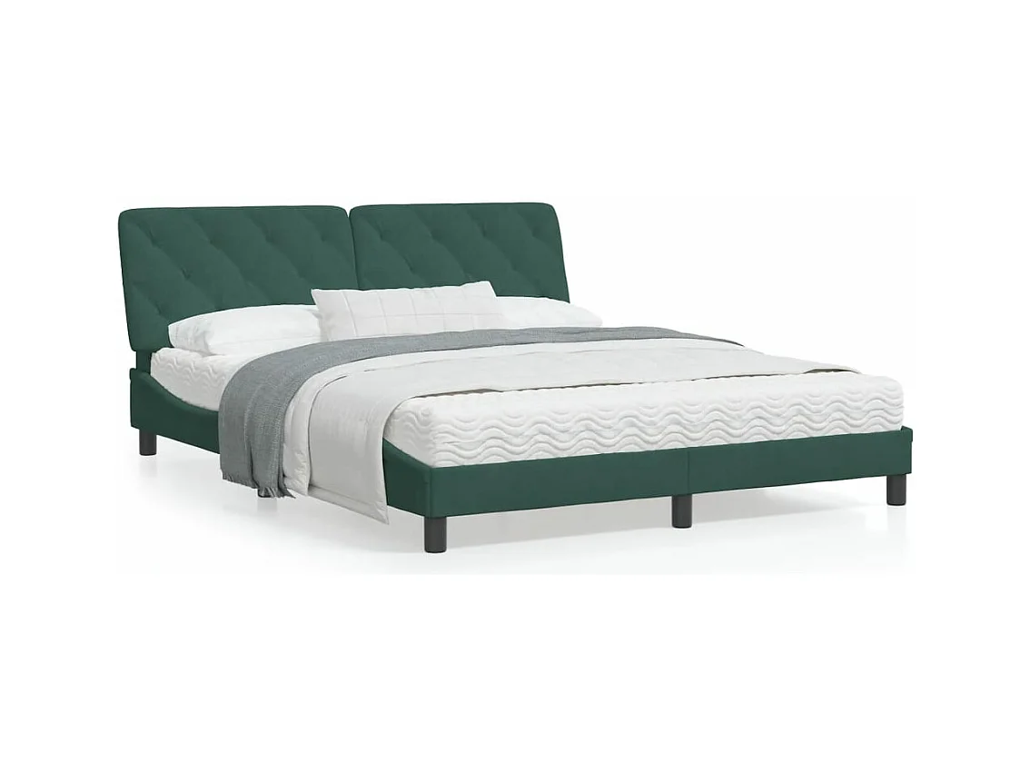 Cadre de lit avec tête de lit Vert foncé 160x200 cm Velours