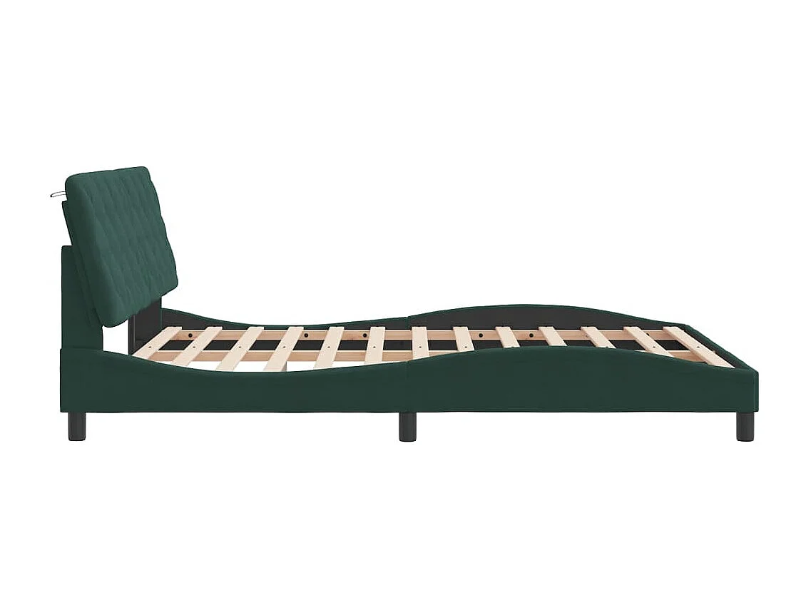 Estructura cama con cabecero terciopelo verde oscuro 160x200 cm