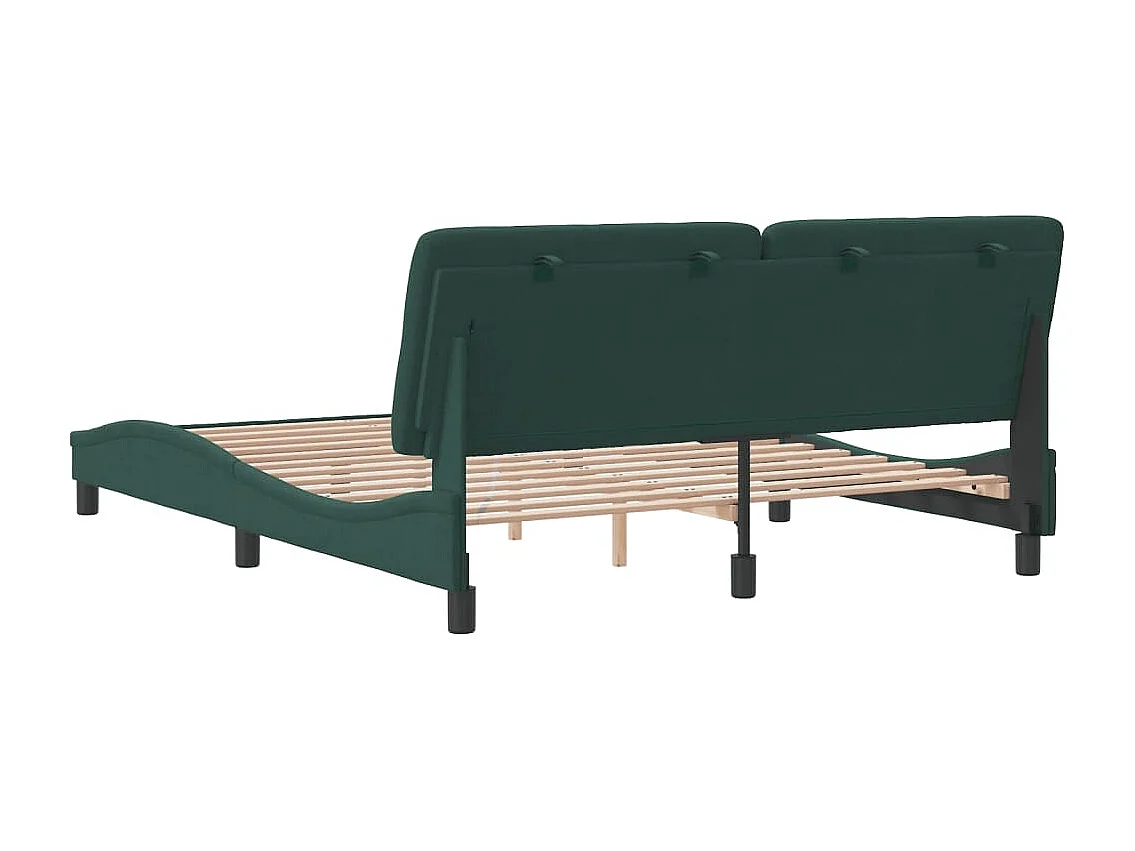 Estructura cama con cabecero terciopelo verde oscuro 160x200 cm