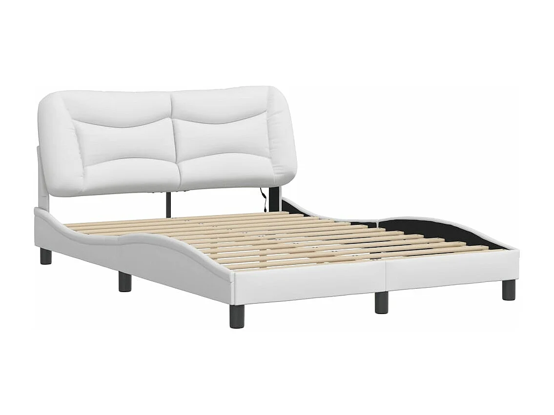 Estructura cama con luces LED cuero sintético blanco 140x190 cm