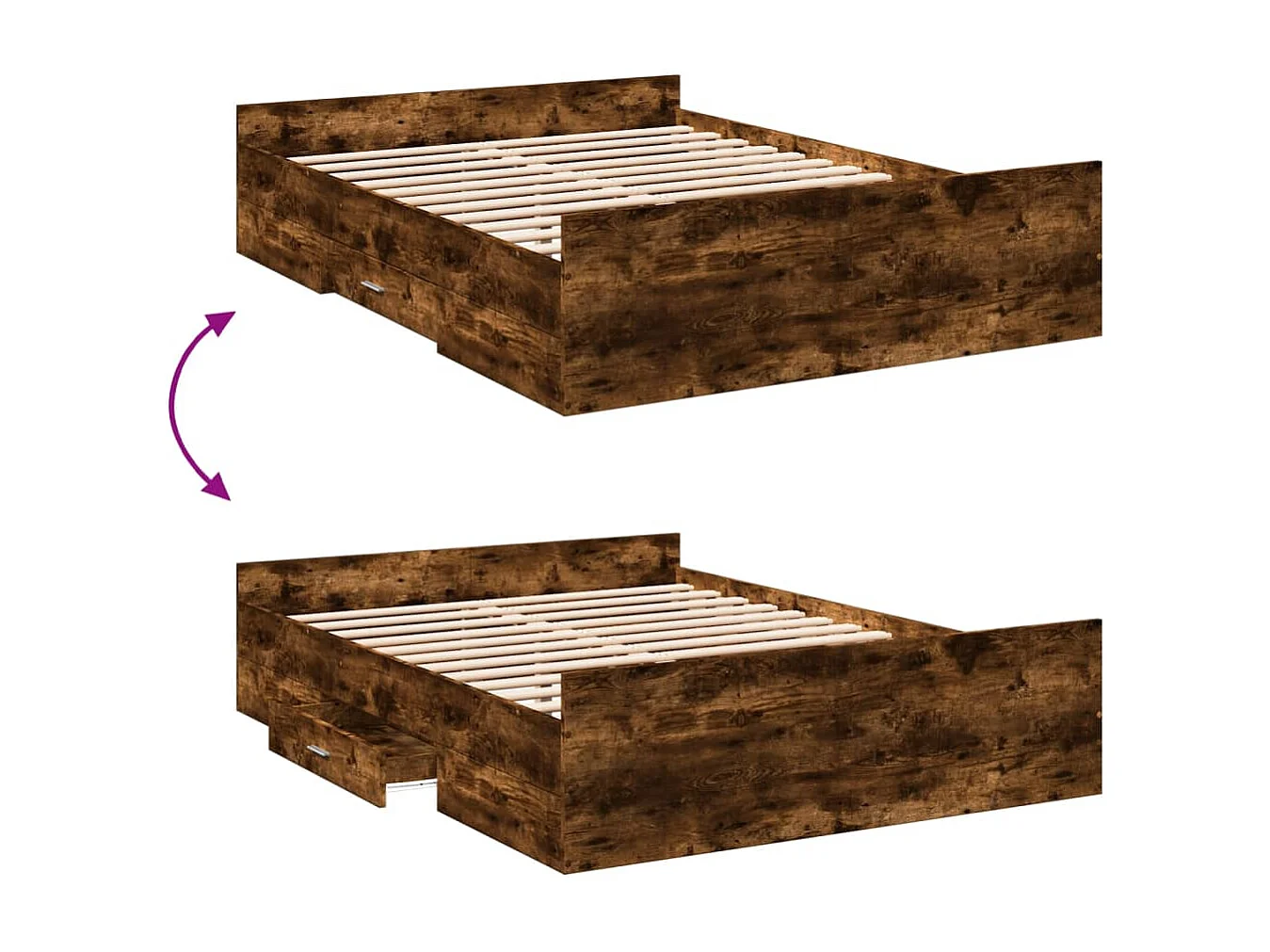 Estrutura de cama c/ gavetas derivados madeira carvalho fumado