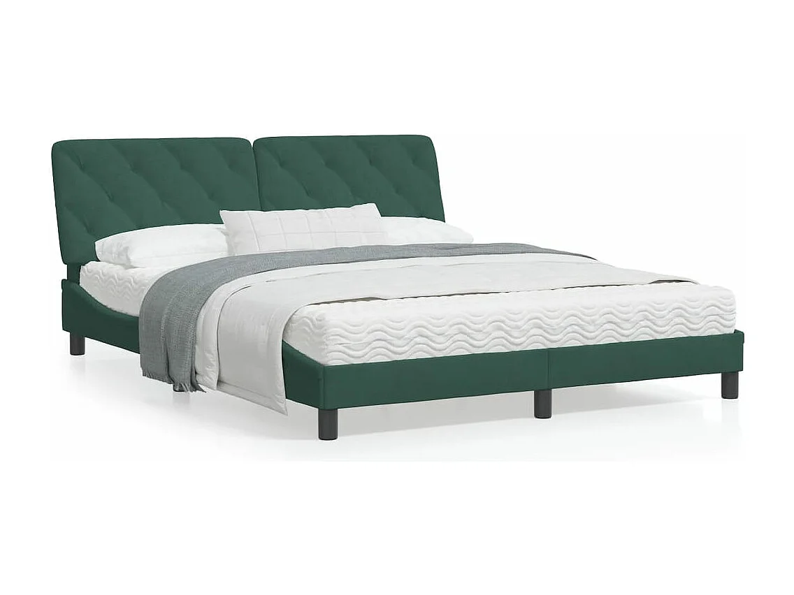 Estrutura de cama c/ luzes LED 160x200 cm veludo verde-escuro