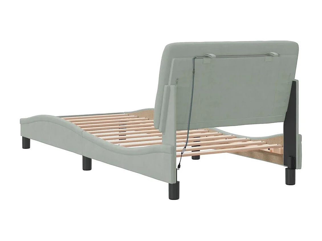 Estrutura de cama c/ luzes LED 90x200 cm veludo cinzento-claro