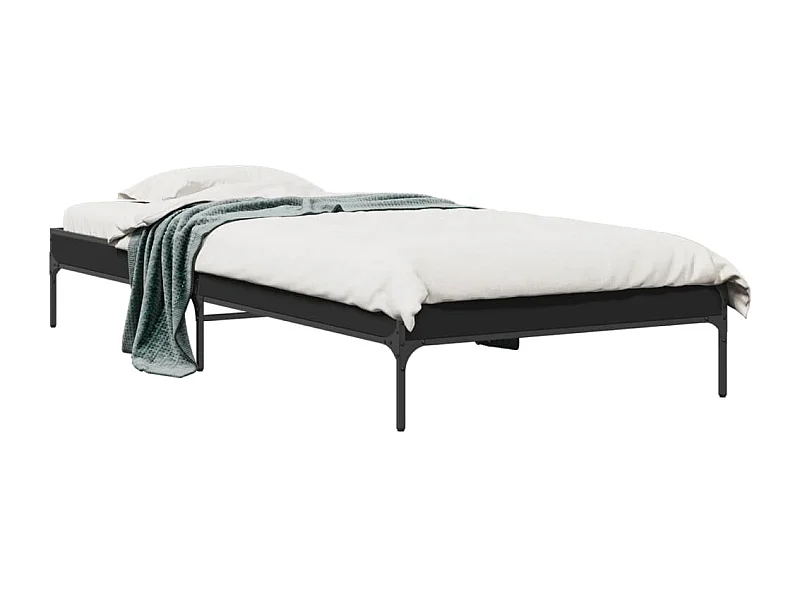 Estrutura de cama 75x190 cm derivados de madeira e metal preto