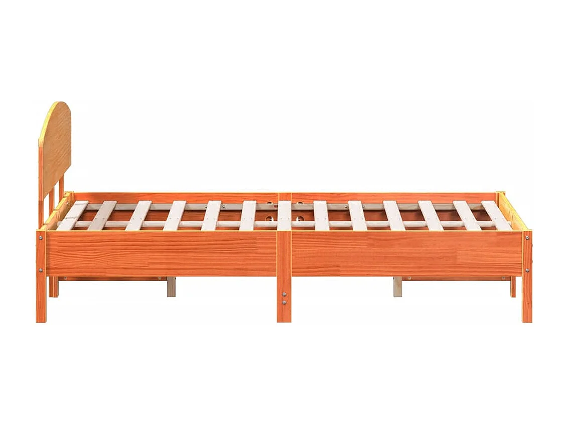 Estructura cama con cabecero madera pino marrón cera 140x190 cm