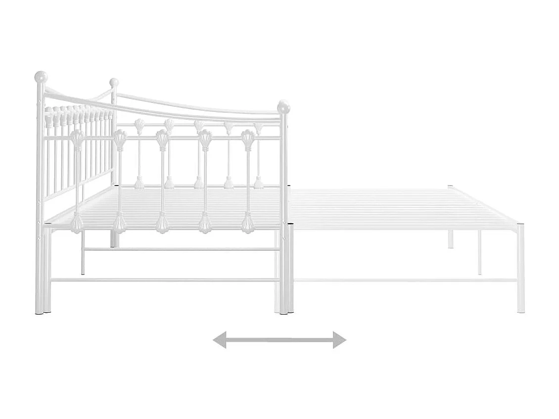 Cadre de canapé-lit extensible Blanc Métal 90x200 cm