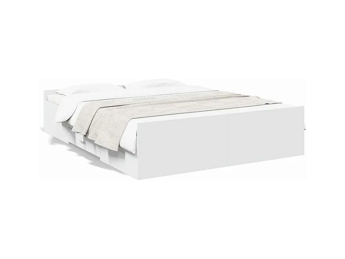 Estrutura de cama c/ gavetas 150x200cm derivados madeira branco