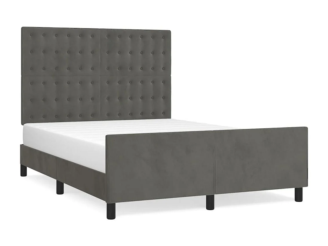 Estrutura de cama c/ cabeceira 140x200cm veludo cinzento-escuro