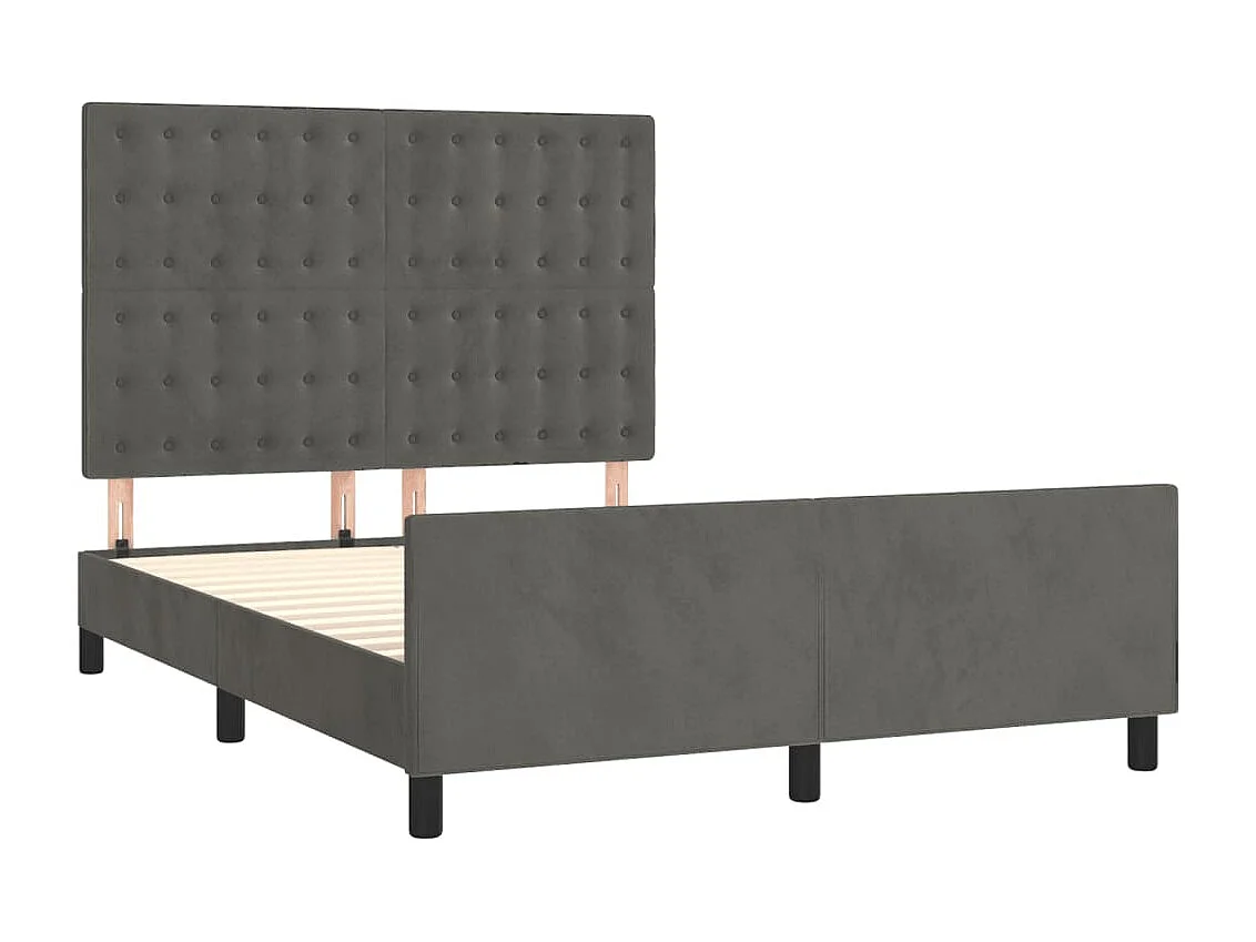 Estrutura de cama c/ cabeceira 140x200cm veludo cinzento-escuro