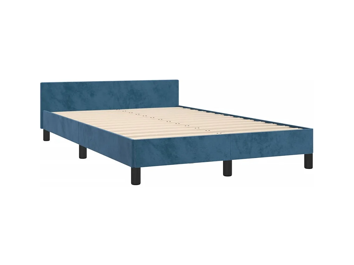 Cadre de lit avec tête de lit bleu foncé 120x190 cm velours